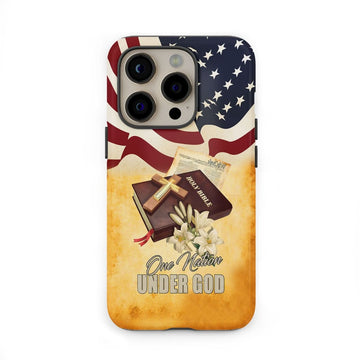 One nation under God American flag cross phone case