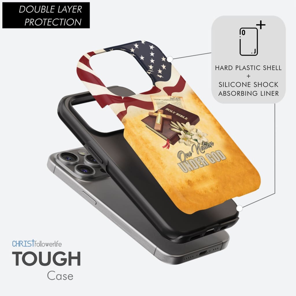 One nation under God American flag cross phone case