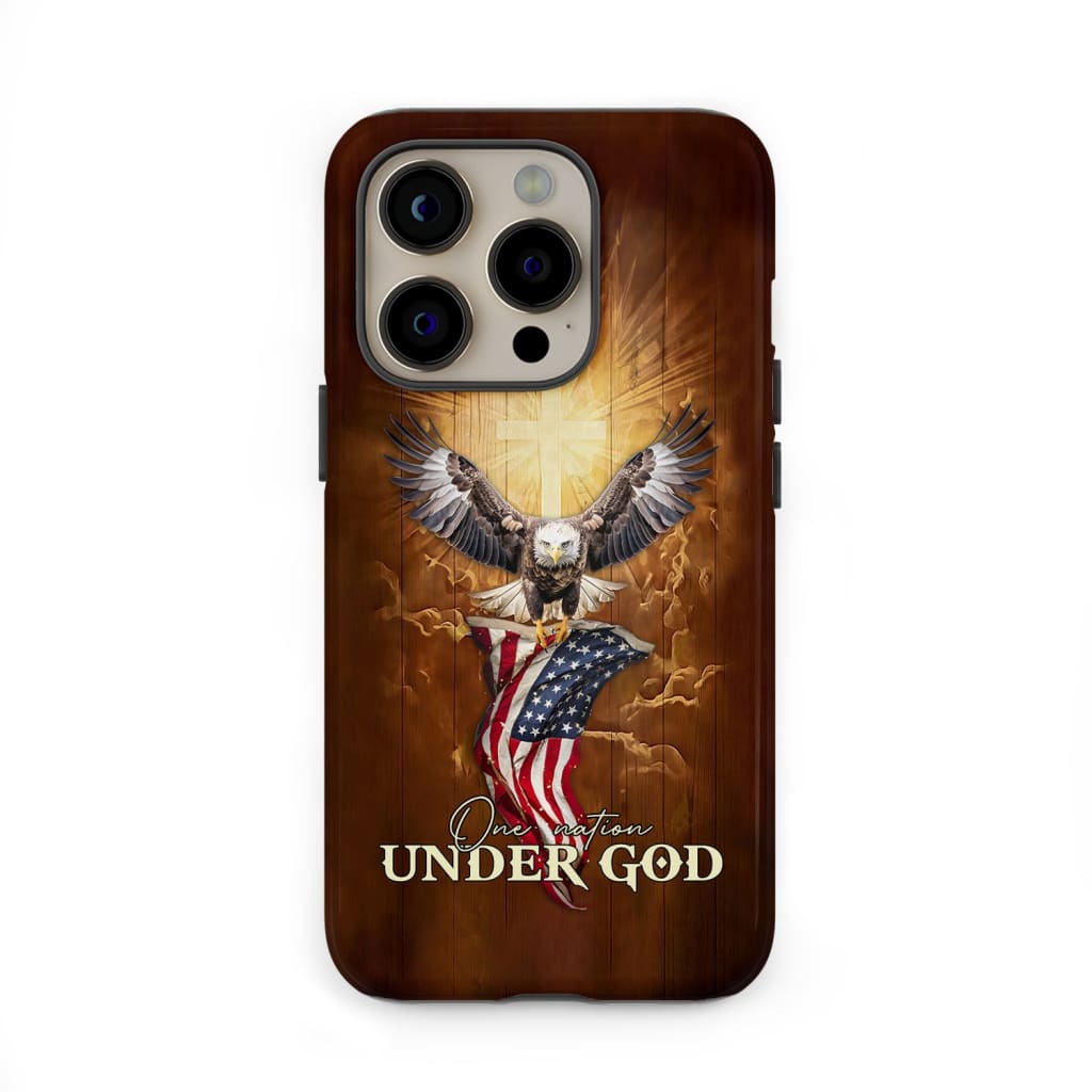One Nation Under God, Bald Eagle With American Flag, Phone Case
