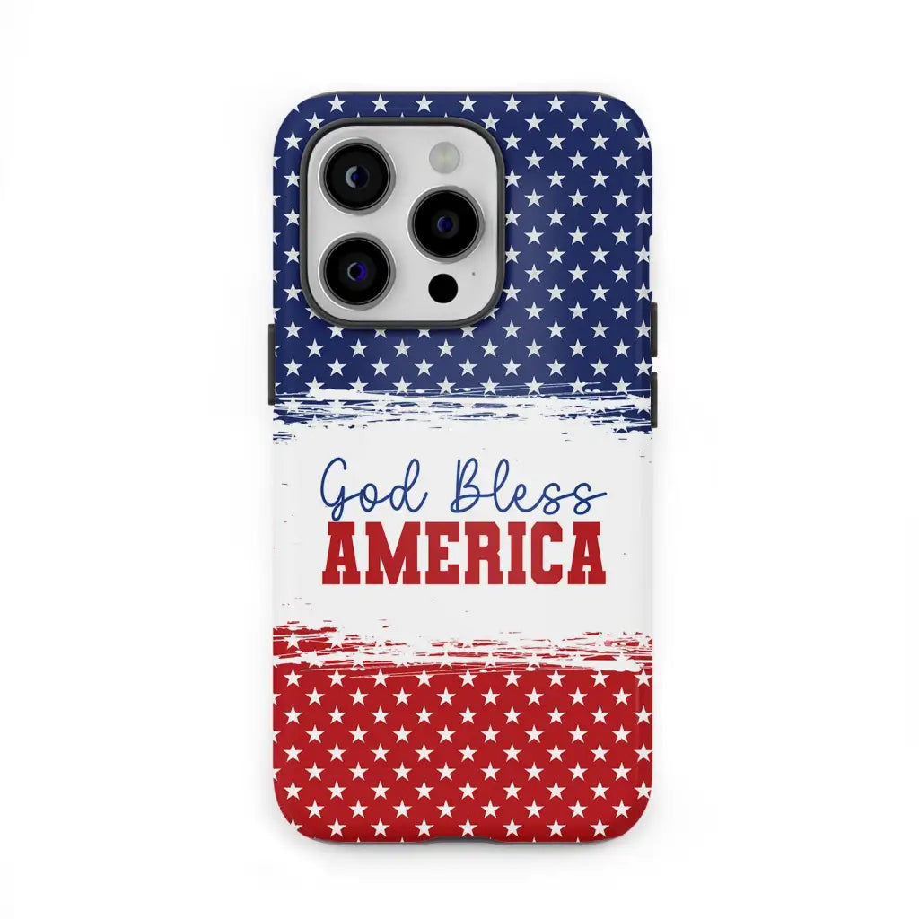 Patriotic Christian phone case: God bless America