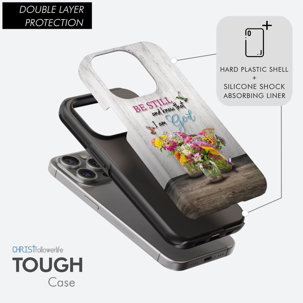 Psalm 46:10 Be Still and Know, Hummingbirds, Vase of Flowers, Phone Case