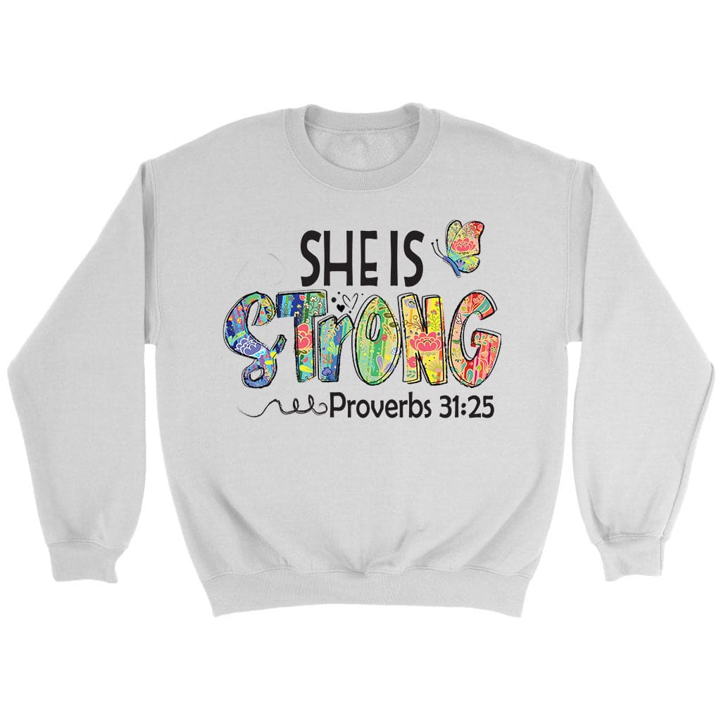 She Is Strong Proverbs 31:25, Butterfly, Christian Sweatshirt