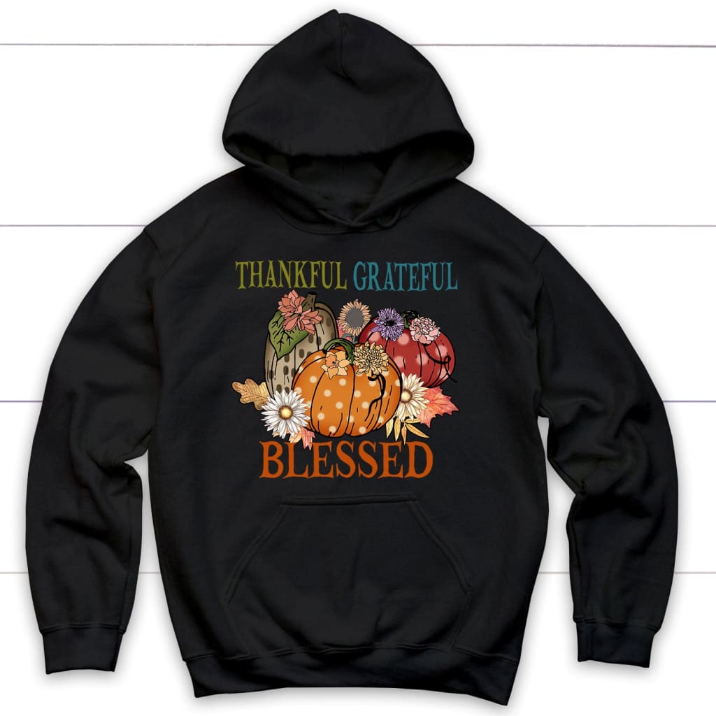 Thankful Grateful Blessed Polka Dot Pumpkin Hoodie