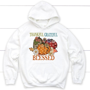 Thankful Grateful Blessed Polka Dot Pumpkin Hoodie
