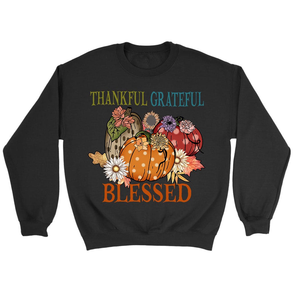 Thankful Grateful Blessed Polka Dot Pumpkin Sweatshirt