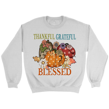 Thankful Grateful Blessed Polka Dot Pumpkin Sweatshirt