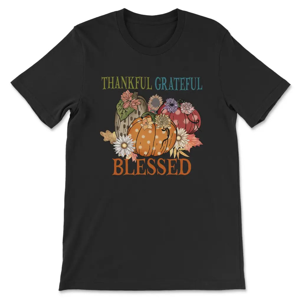 Thankful Grateful Blessed Polka Dot Pumpkin T-shirt