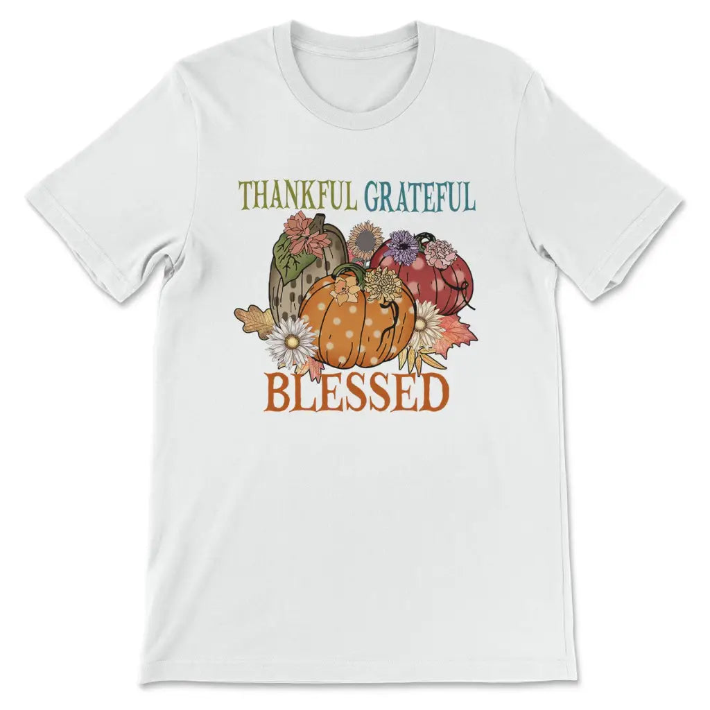Thankful Grateful Blessed Polka Dot Pumpkin T-shirt