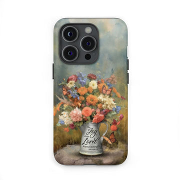 The Joy of the Lord is Your Strength Nehemiah 8:10, Flower, Butterfly, Phone Case