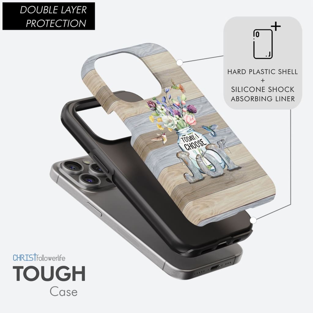 Today I choose joy, hummingbird floral phone case