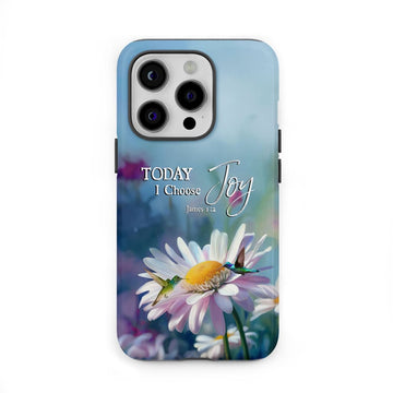 Today I Choose Joy James 1:2, Hummingbird With Daisies, Phone Case