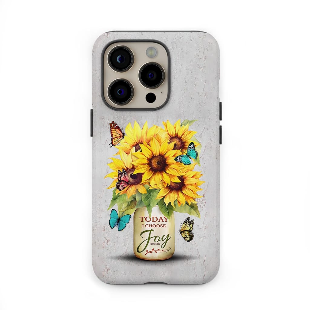 Today I Choose Joy, Sunflower & Butterfly Vase, Phone Case